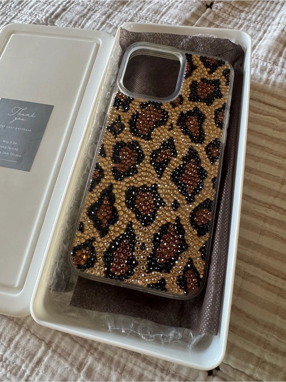 Swarovski Leopard Crystal Phone Case - Gold & Black